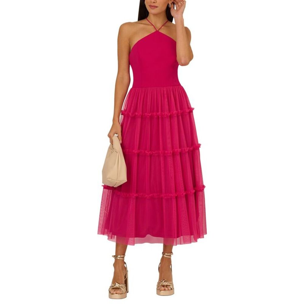 Adrianna Papell Womens Fit & Flare Dress